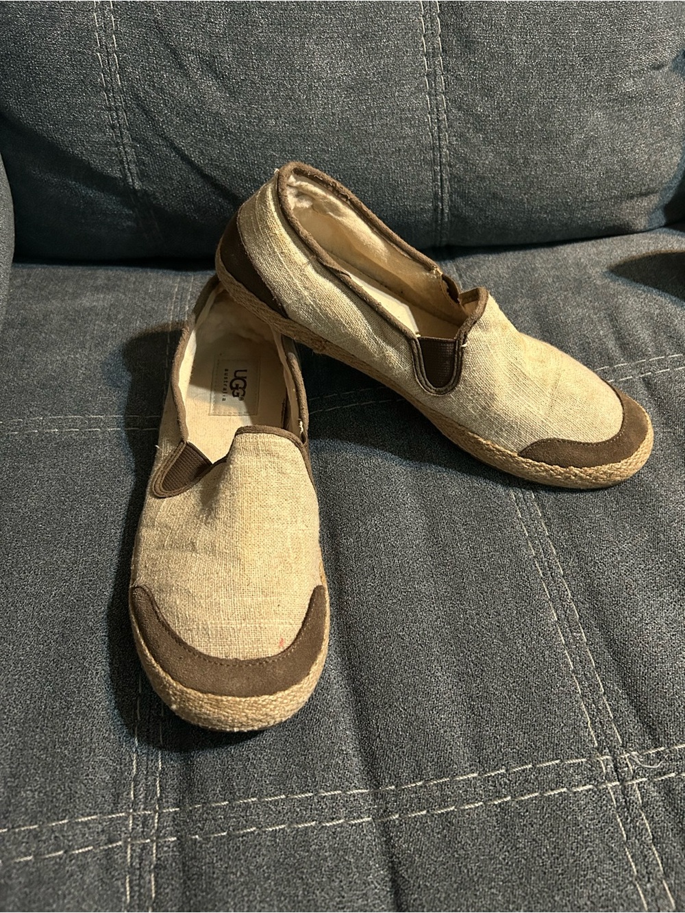 UGG Women’s Beige and Brown Slip-On Espadrilles